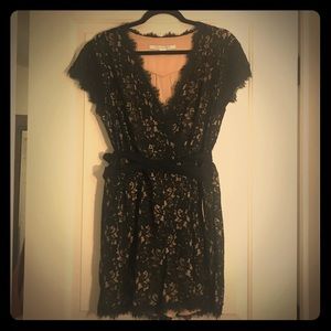 Classy black lace shorts romper!